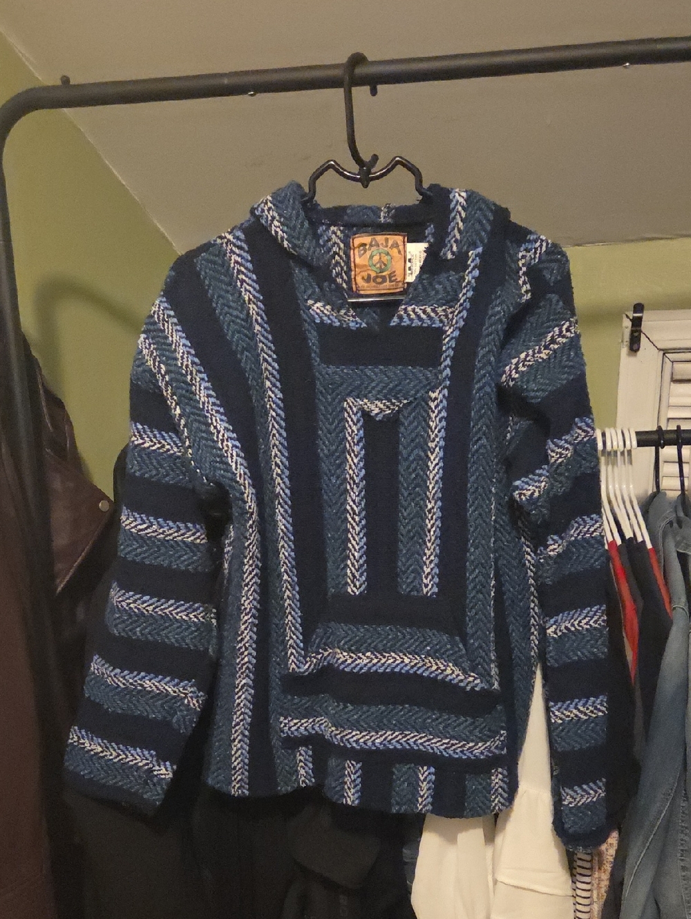 Baja Joe Blue Striped Hooded Baja Sweater